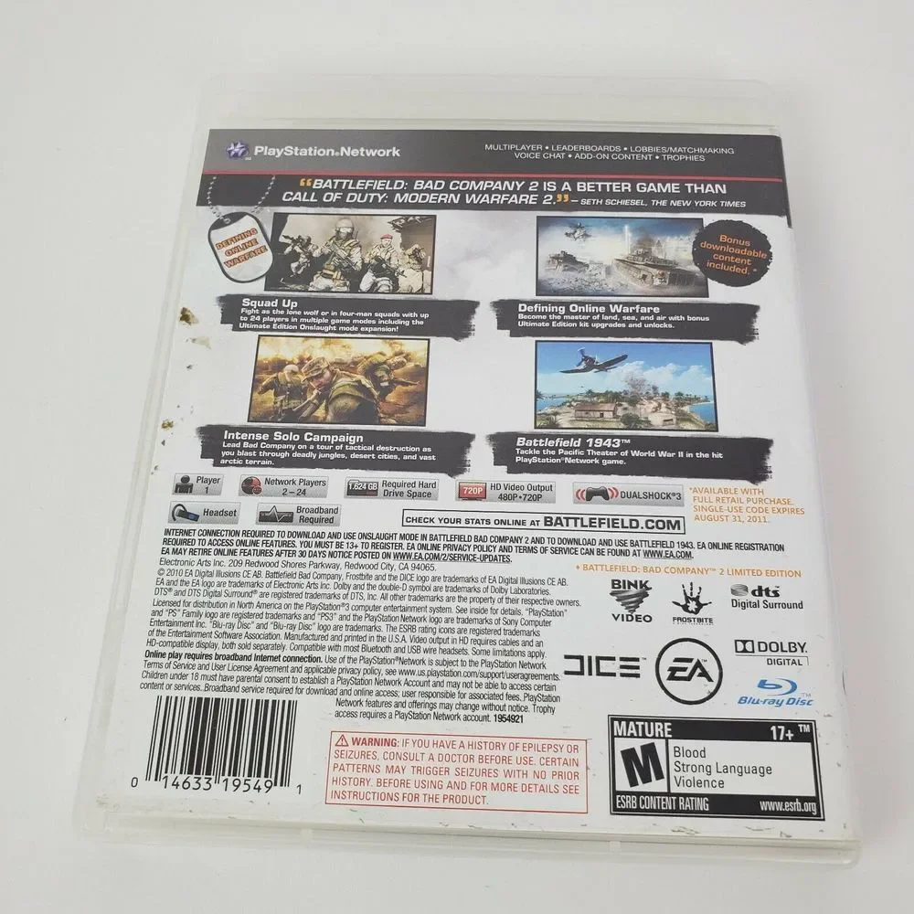Battlefield Bad Company‎ 2 Ultimate Edition PS3 PlayStation 3 Complete Game
